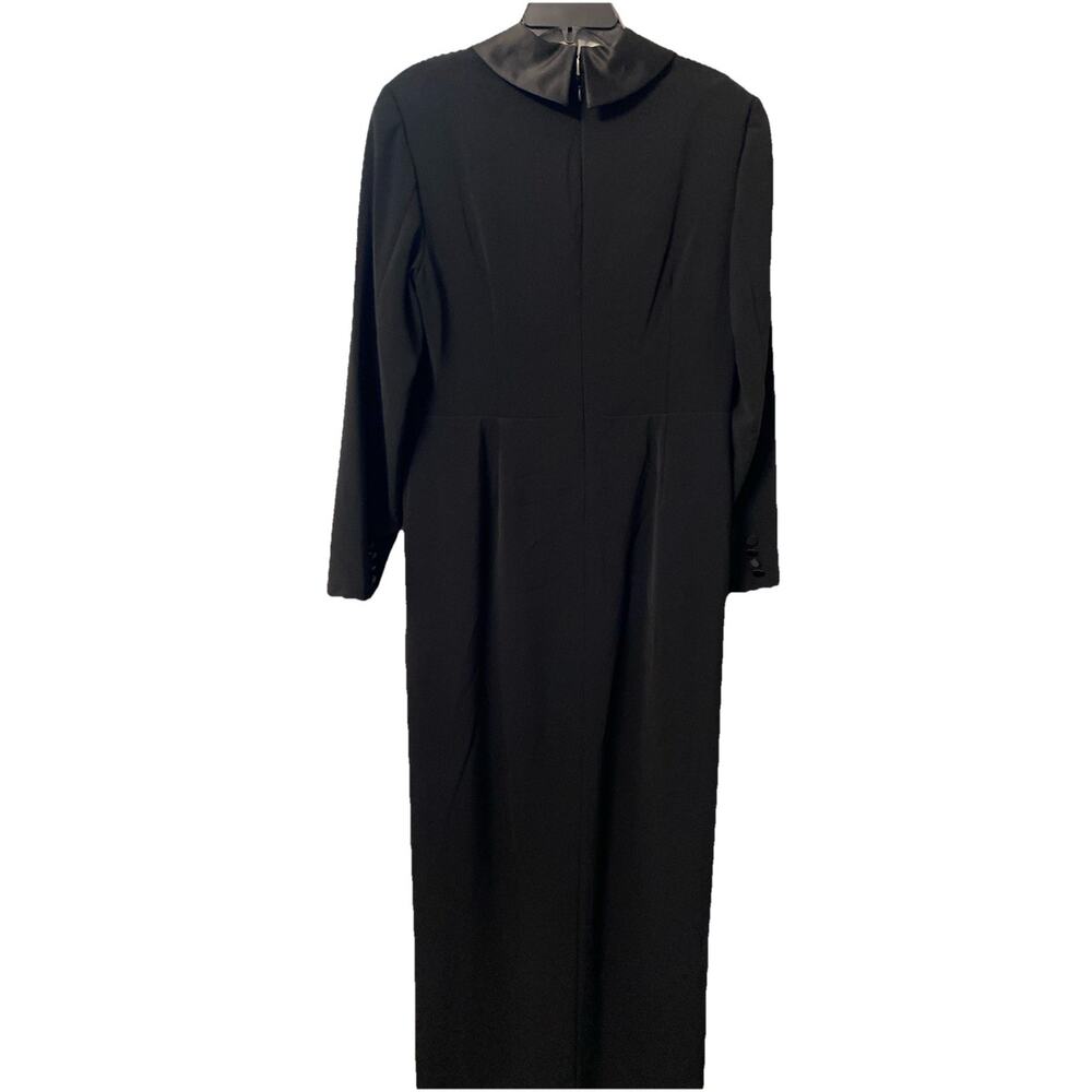 NWT Ralph Lauren Satin Crepe Black Tuxedo Maxi Dress US 14 $345 MSRP - Picture 3 of 9